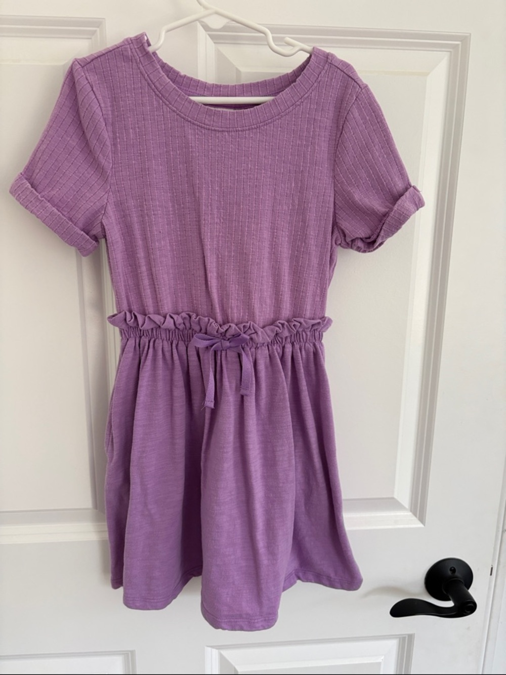 Cat & Jack Lavender Short Sleeve Ruffle-Waist Knit Dress